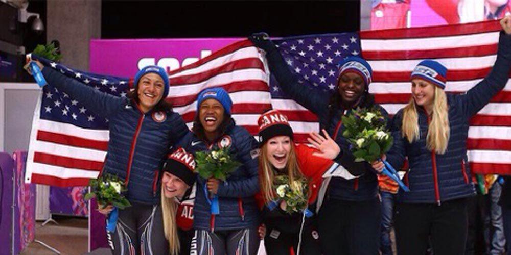 Kaille Humphries & Heather Moyse celebrate their Gold Medal Performance at Sochi