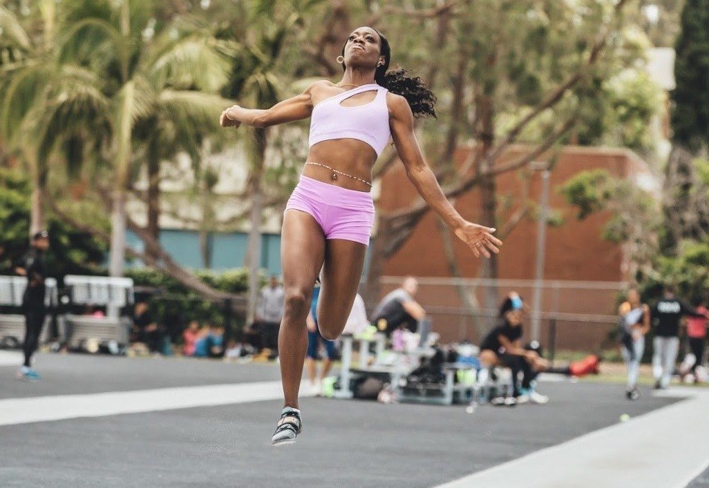 Phases of the standing broad jump: (A) start of takeoff phase, (B)