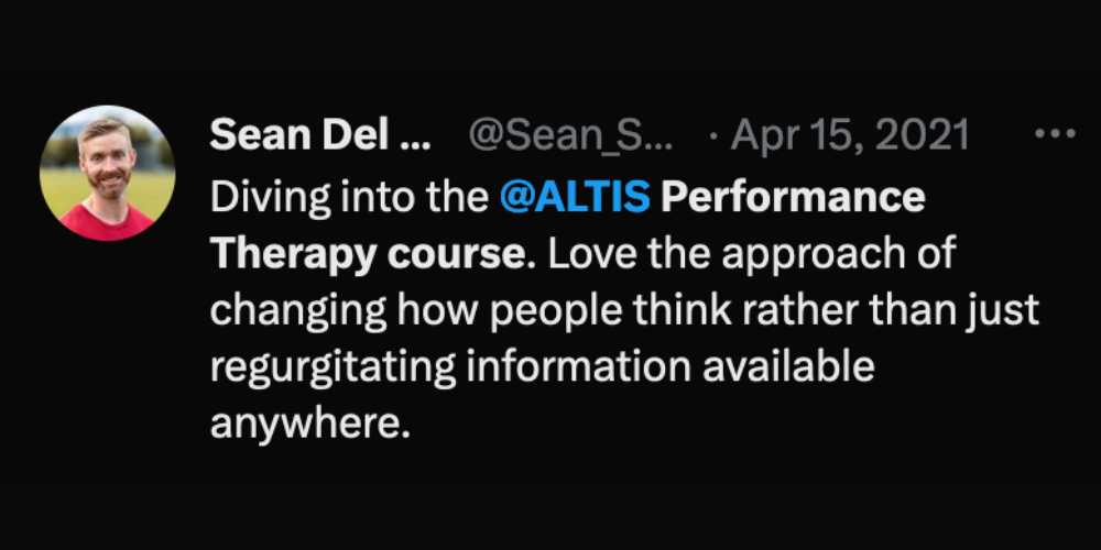 ALTIS Performance Therapy Course review